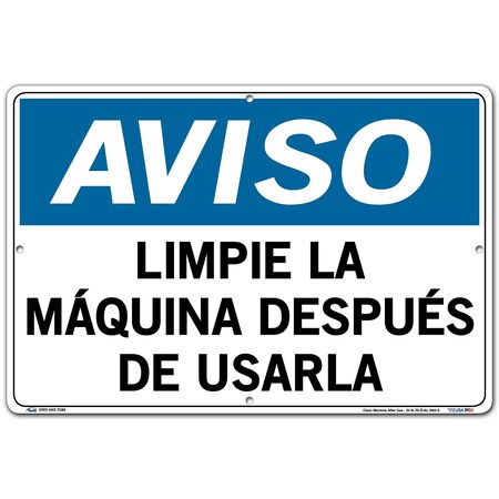 Vestil Aluminum Sign, 12-1/2" Height, 18-1/2" Width, Aluminum, Rectangle, Spanish SI-N-70-D-AL-080-S